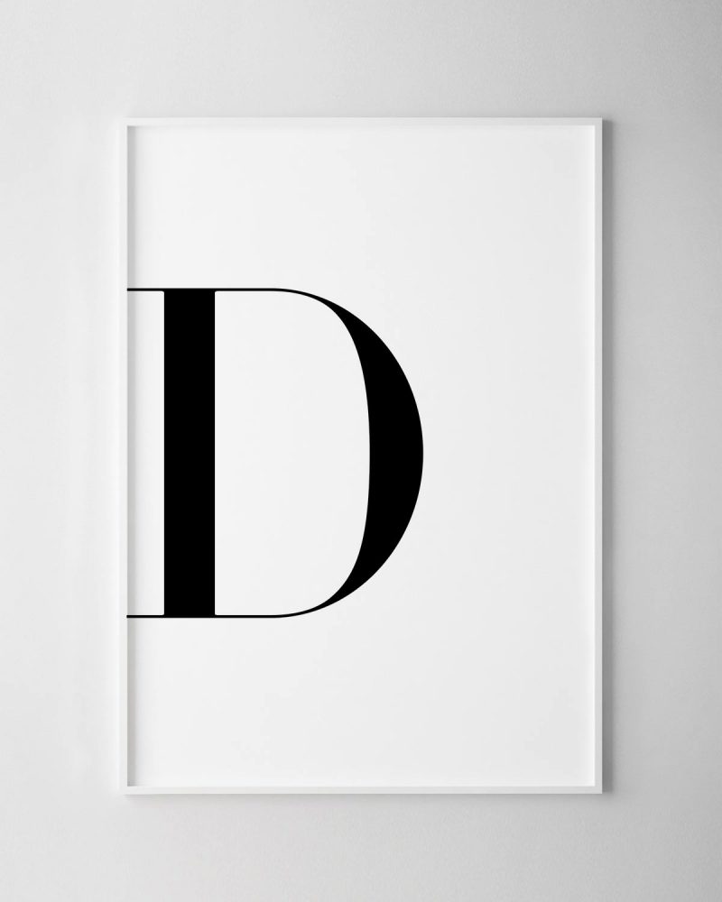 D. White Pattern Letter D Print – White • Wall Art Print • Chelsea Chelsea