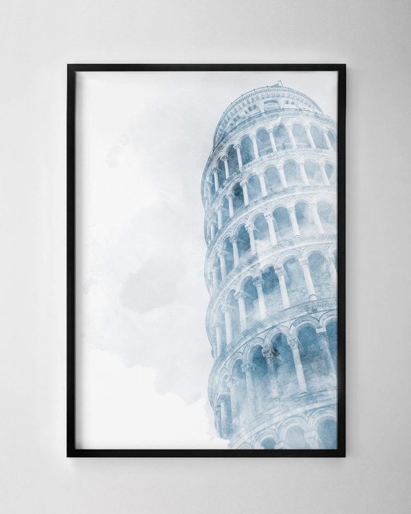 Leaning Tower of Pisa Watercolour Print