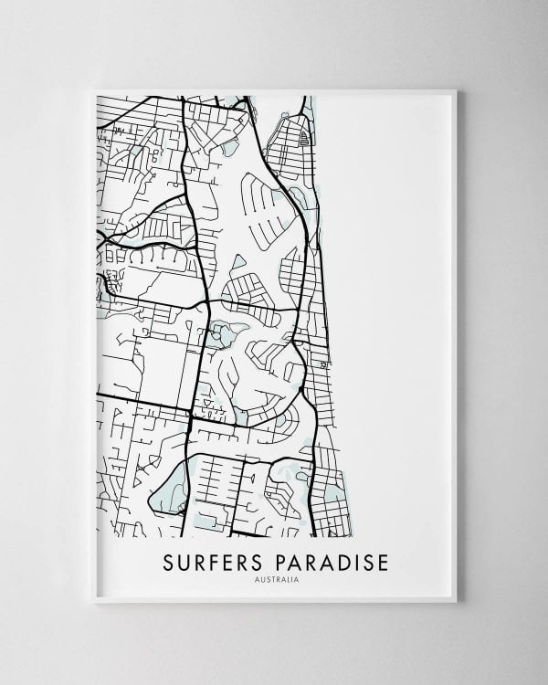 Surfers Paradise Map Print