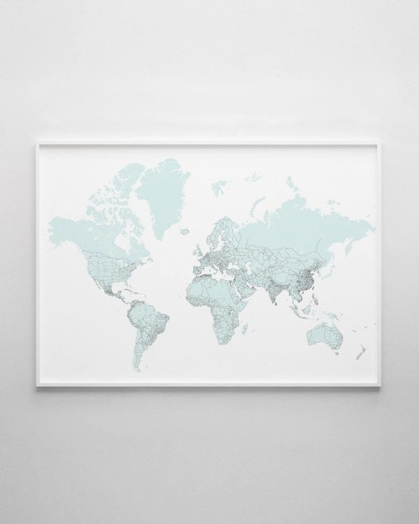 Mint World Map Print