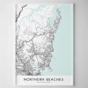 Northern Beaches NSW Map Print