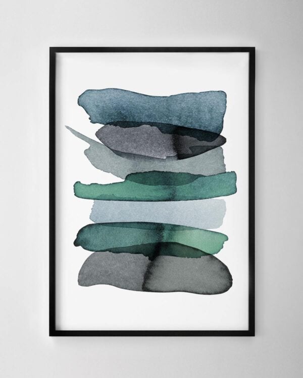 Horizontal Strokes Print - Blue & Green