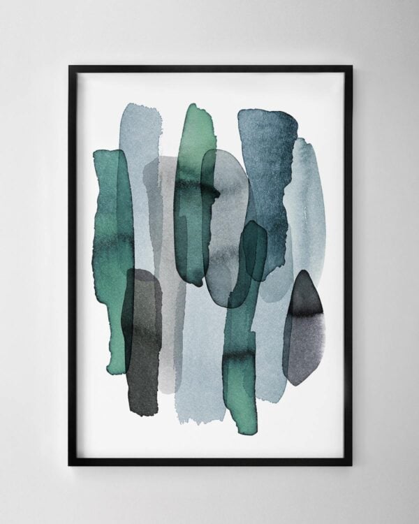 Vertical Strokes Print - Blue & Green