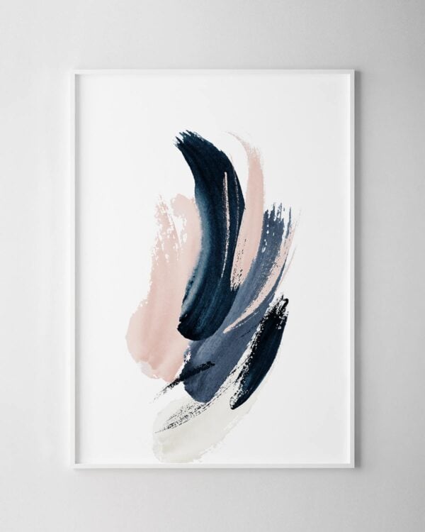 Pink & Navy Strokes Print