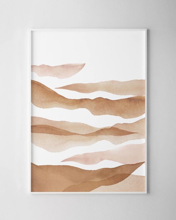 Tan Waves Abstract Print