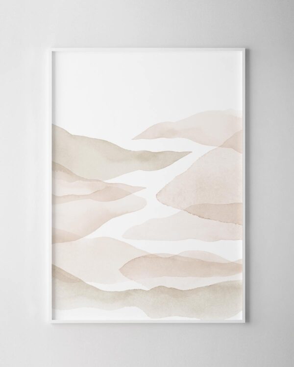 White Waves Abstract Print