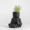Block Man Sitting Planter – Black