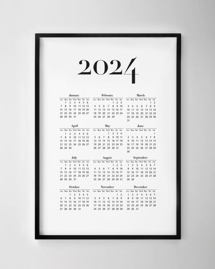 2024 Calendar Print - Serif Font - Chelsea Chelsea