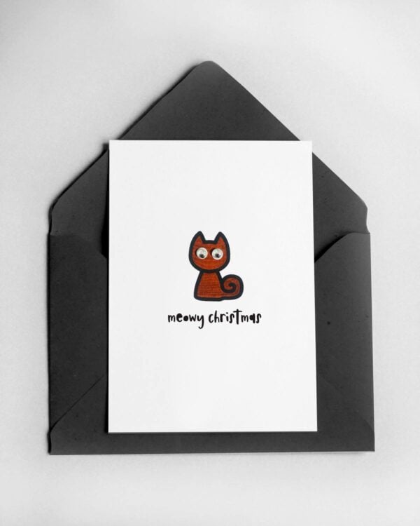 Googly Eyes Christmas Card – Meowy Christmas