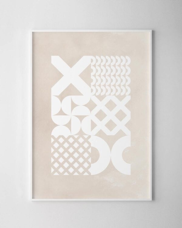 Noughts & Crosses Print - Beige