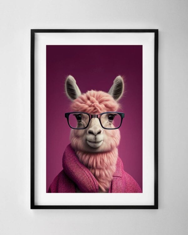 Pink Hipster Alpaca Print