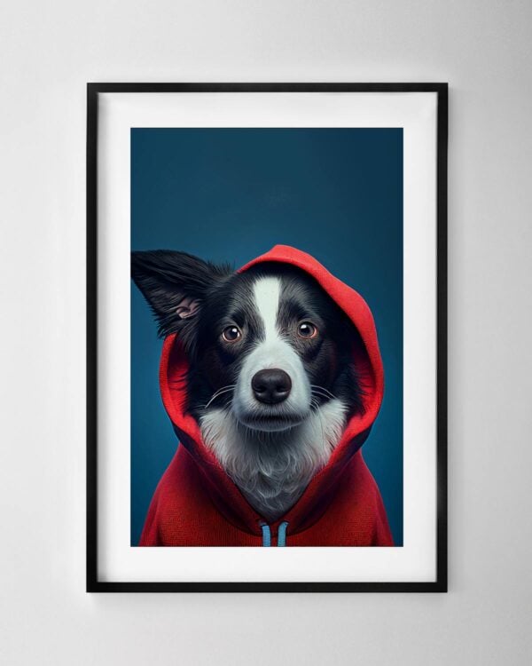 Border Collie in a Hoodie Print