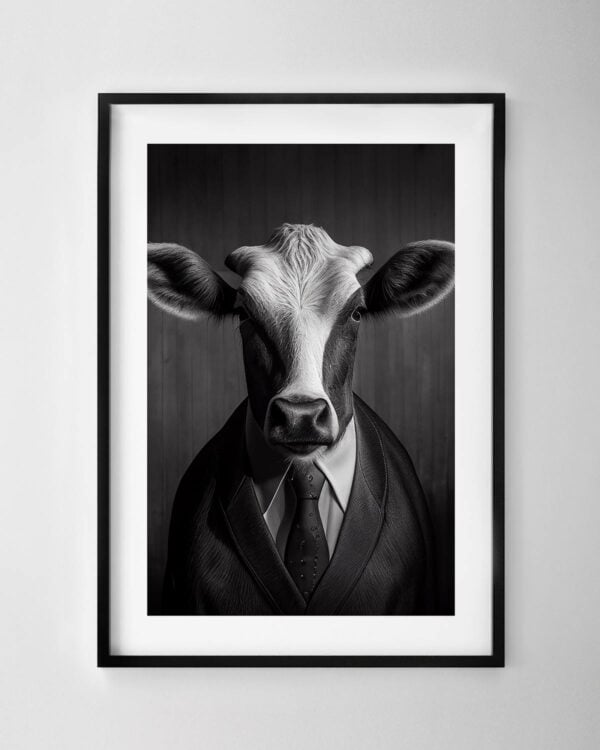Cow in a Suit Print