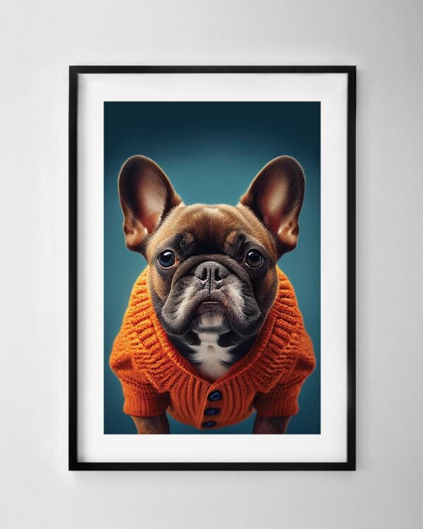 French Bulldog in a Cardigan Print