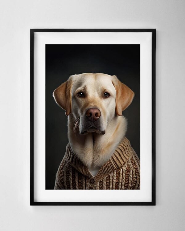 Golden Retriever in a Cardigan Print