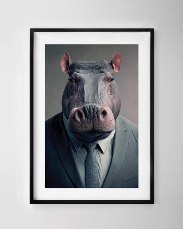 Hippo in a Suit Print