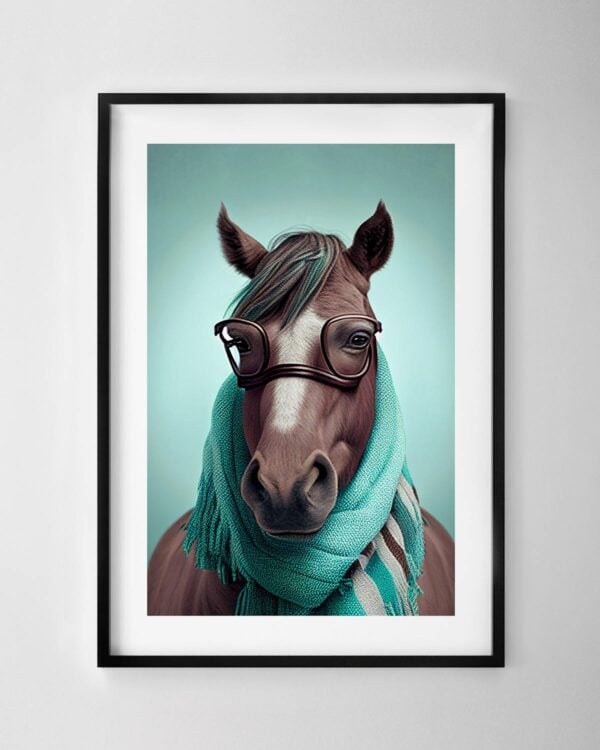 Hipster Horse in a Scarf Print