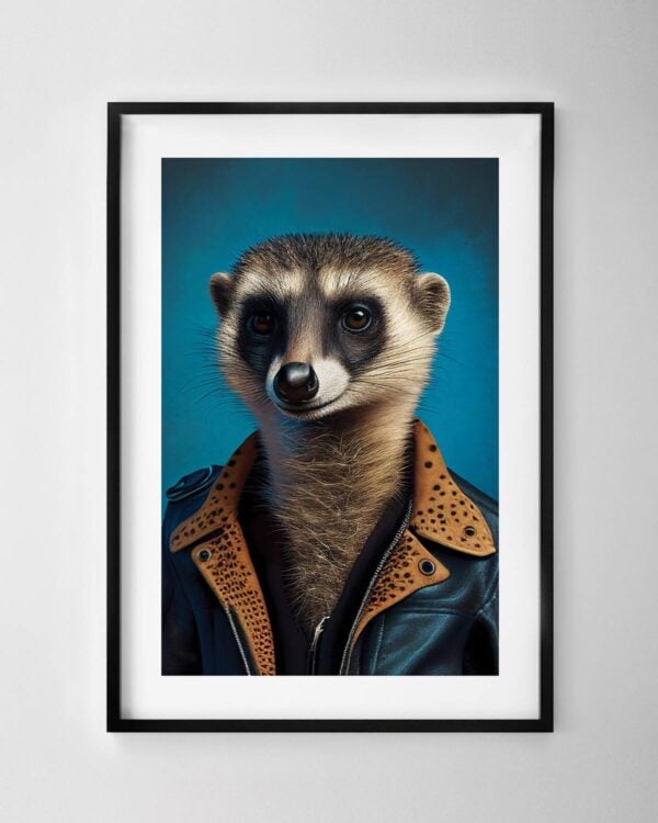 Meerkat in a Leather Jacket Print