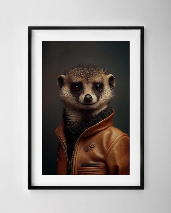 Meerkat in a Tan Leather Jacket Print