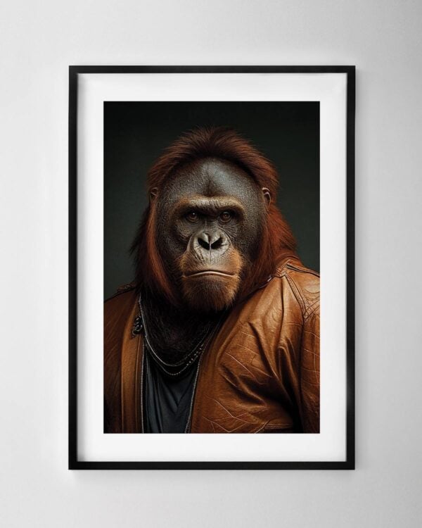 Orangutan in a Leather Jacket Print