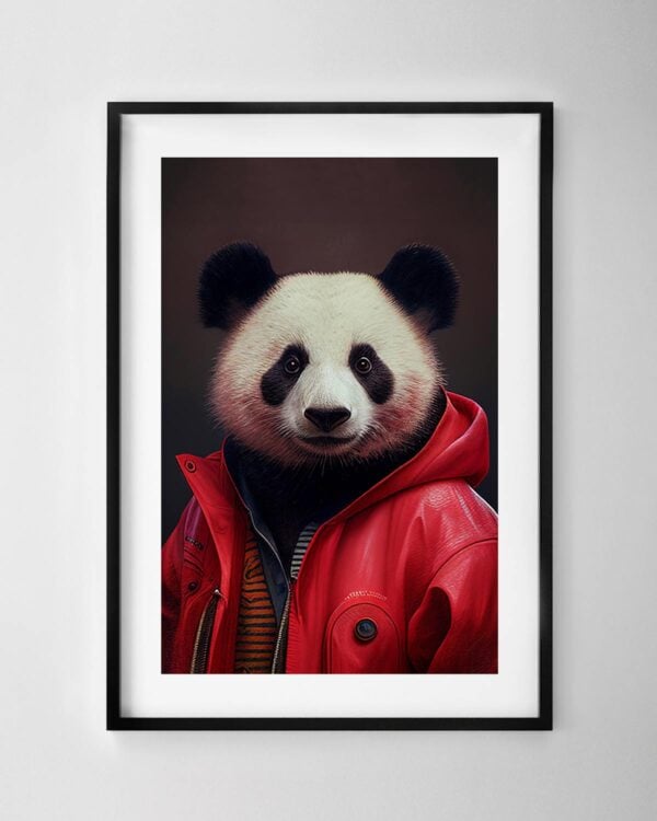 Panda in a Red Jacket Print
