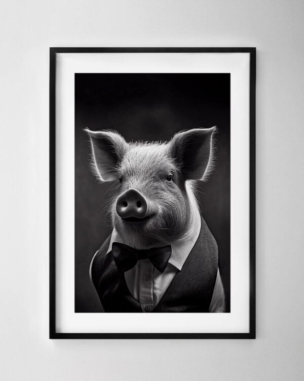 Pig in a Bow Tie Print