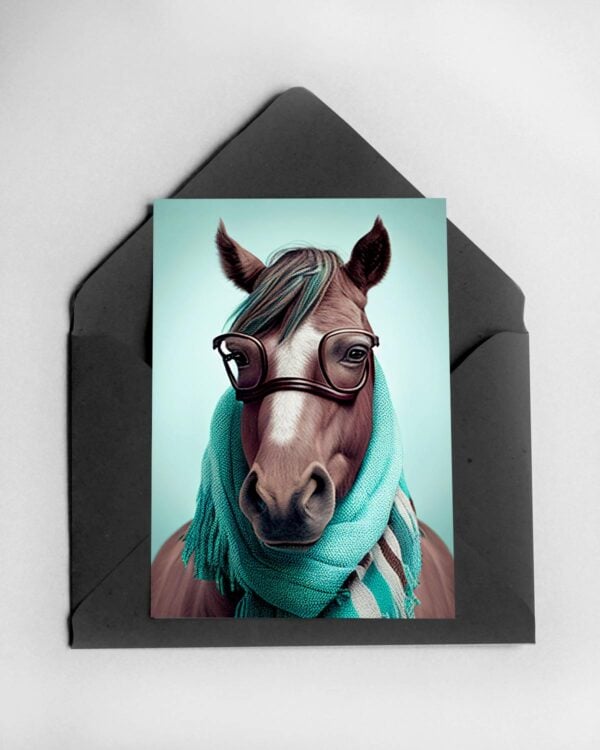 Hipster Horse in a Scarf Card