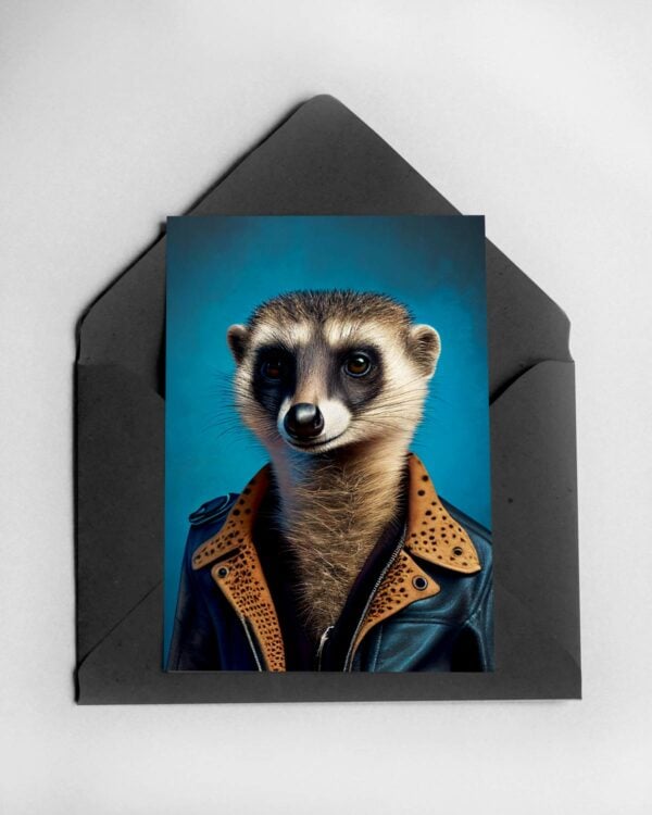 Meerkat in a Leather Jacket Card
