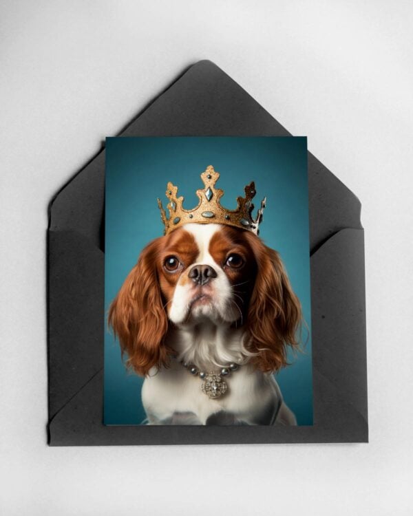 King Charles Cavalier with a Crown Card
