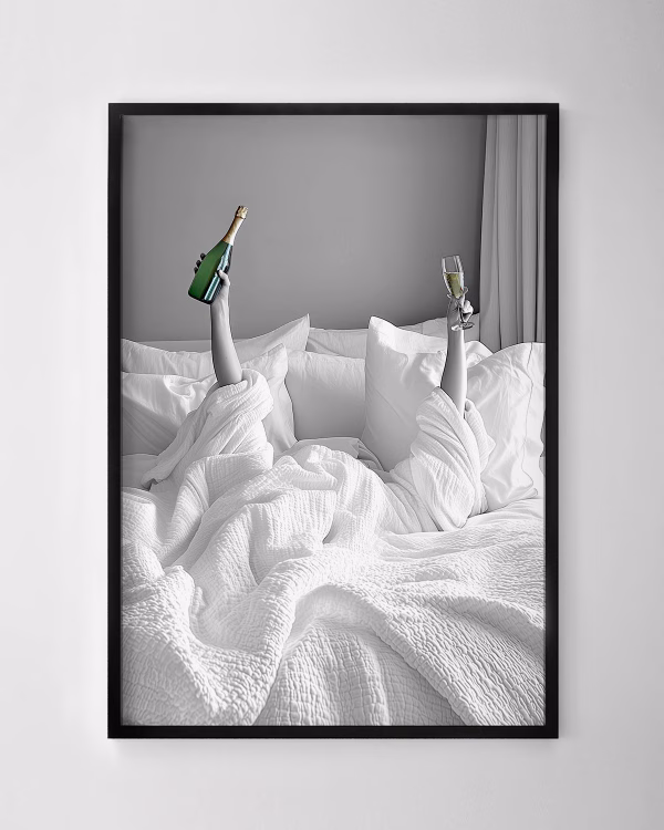 Champagne in Bed Print
