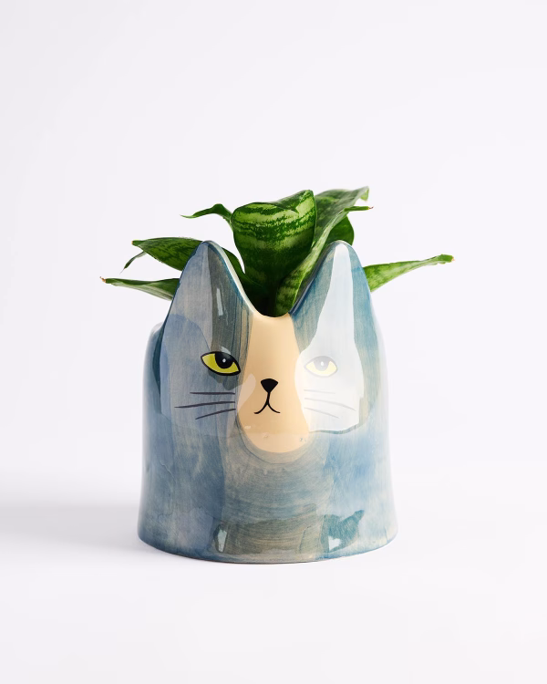 Bailey Cat Planter – Blue
