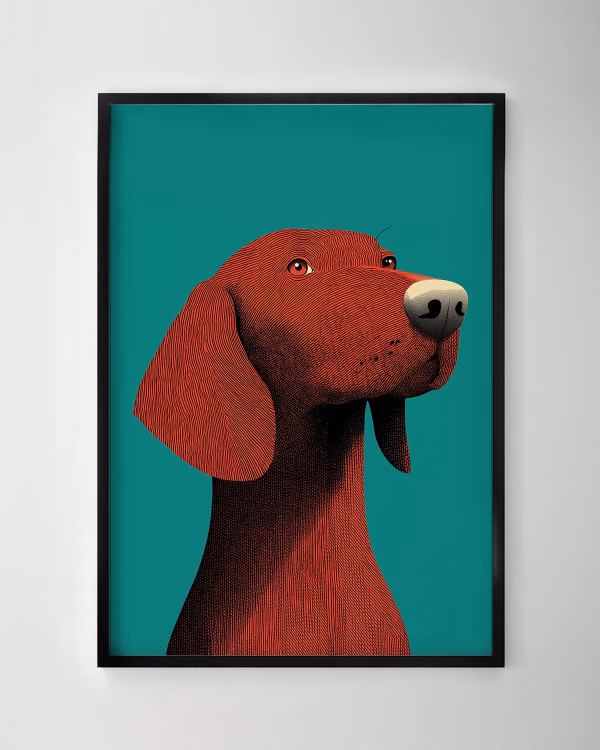 Teal Hound Print