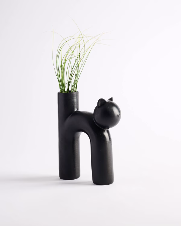 Cat Vase – Black – Small