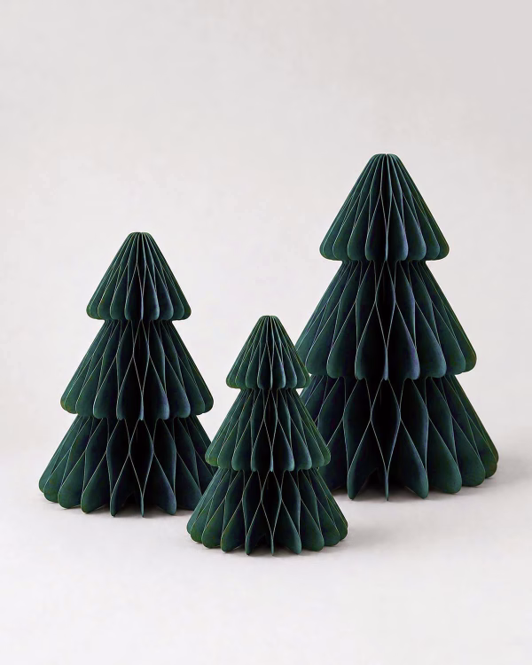 Blitzen Paper Christmas Tree Set of 3 (16cm + 14.5cm + 12.5cm) – Green
