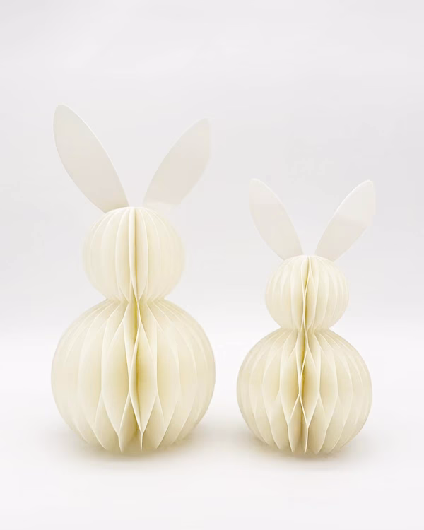 Mini Paper Easter Bunnies – Cream – Set of 2