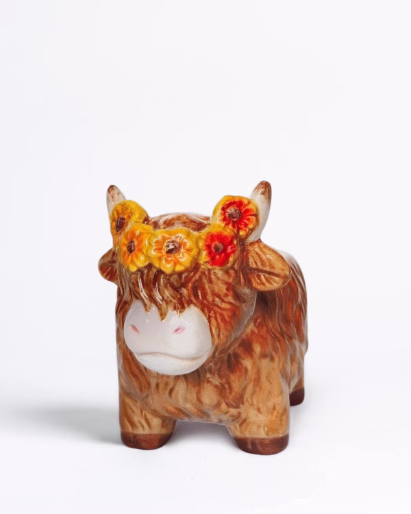 Highland Cow Sunflower Planter