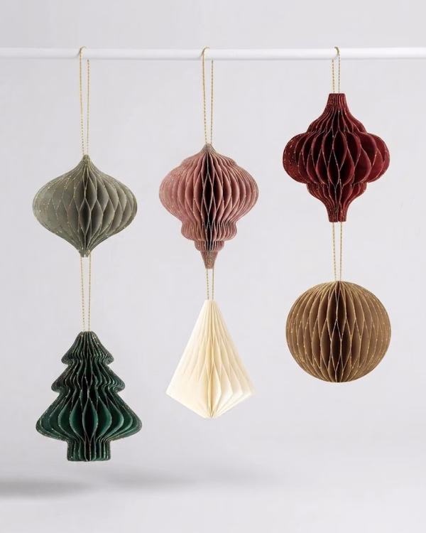 Sparkle Paper Christmas Ornaments (Set of 6)