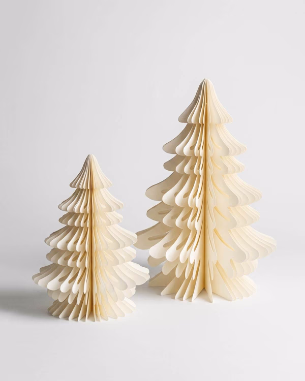 Noel Paper Christmas Tree Set of 2 (32cm + 20cm) – Cream