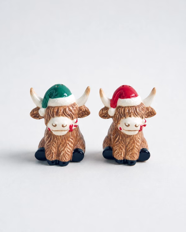 Christmas Highland Cow Salt & Pepper Shakers