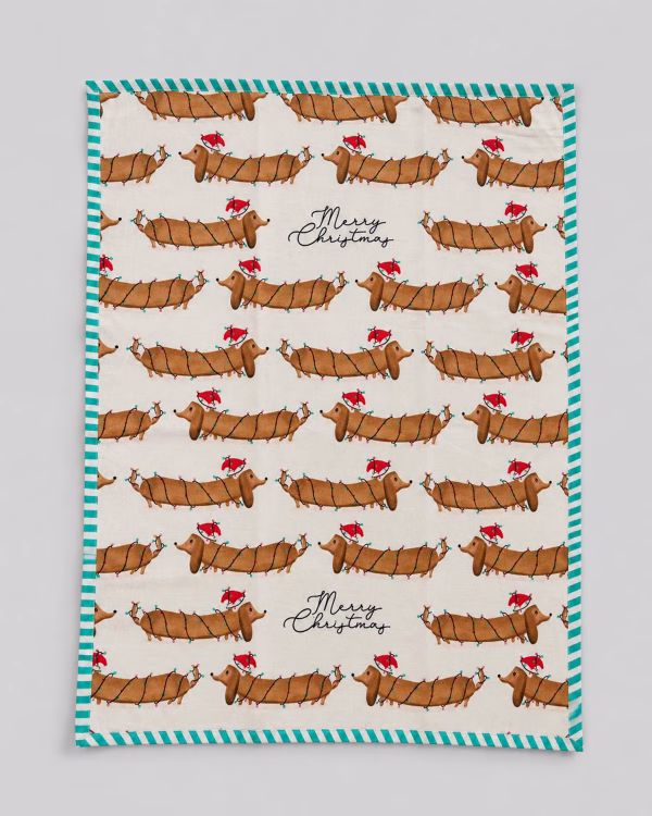 Christmas Sausage Dogs Tea Towel